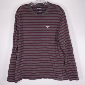 Barbour Men's Bow Long Sleeve Stripe T-Shirt - Charcoal Size Large